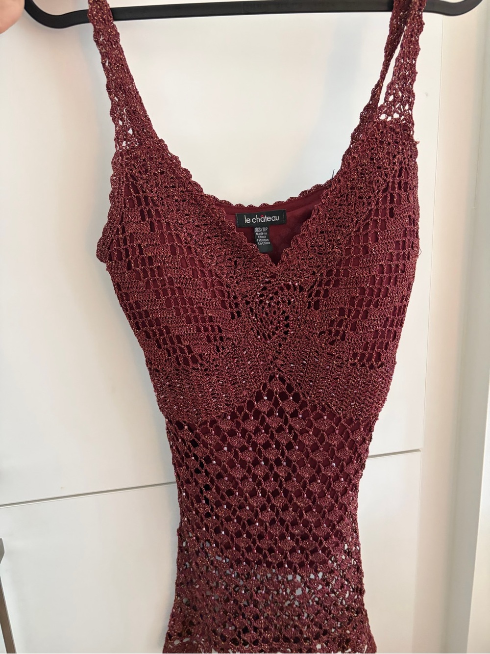 Vintage y2k Le Chateau Wine Crochet Knit Tank